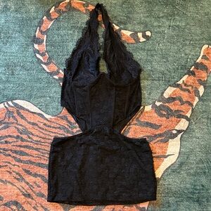 Black Lace Halter Top Dress